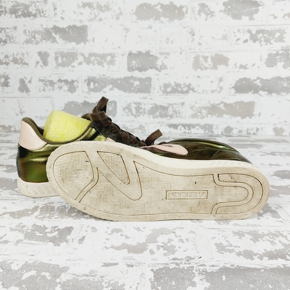 Tretorn WT Callies Metallic Green Gray Suede Lace Up Sneakers T366 - Picture 6 of 8